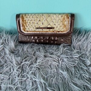 Charming Charlie Brown and Cream Embossed Clutch